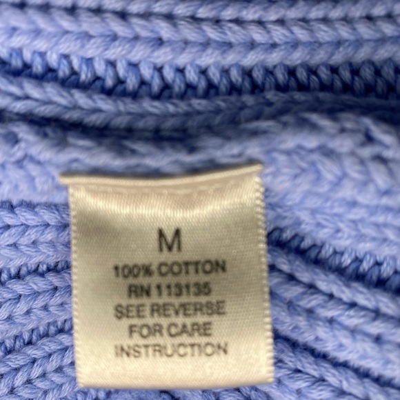 EUC pretty blue Leo & Nicole chunky knit 100% cotton zip up sweater. - Picture 6 of 8